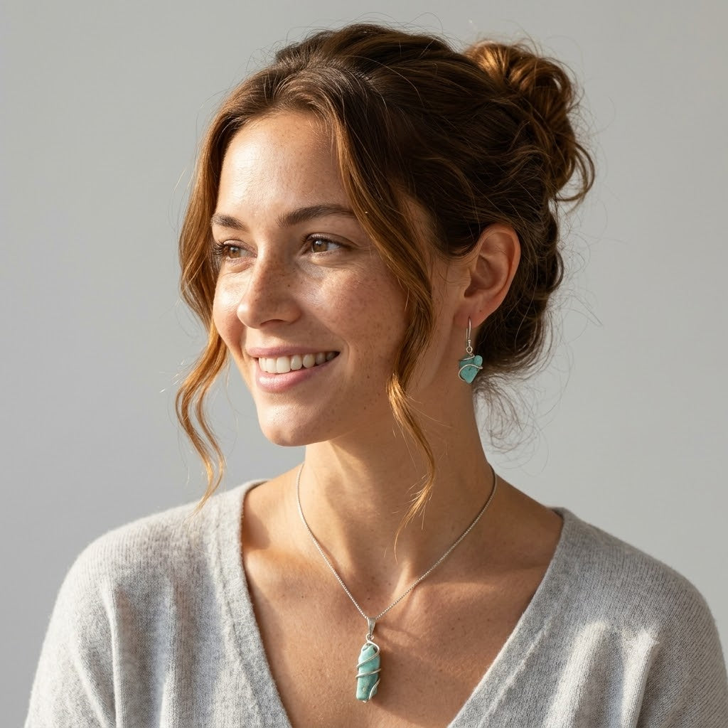 Handmade Set of Raw Emerald in its Natural form in Italian Silver