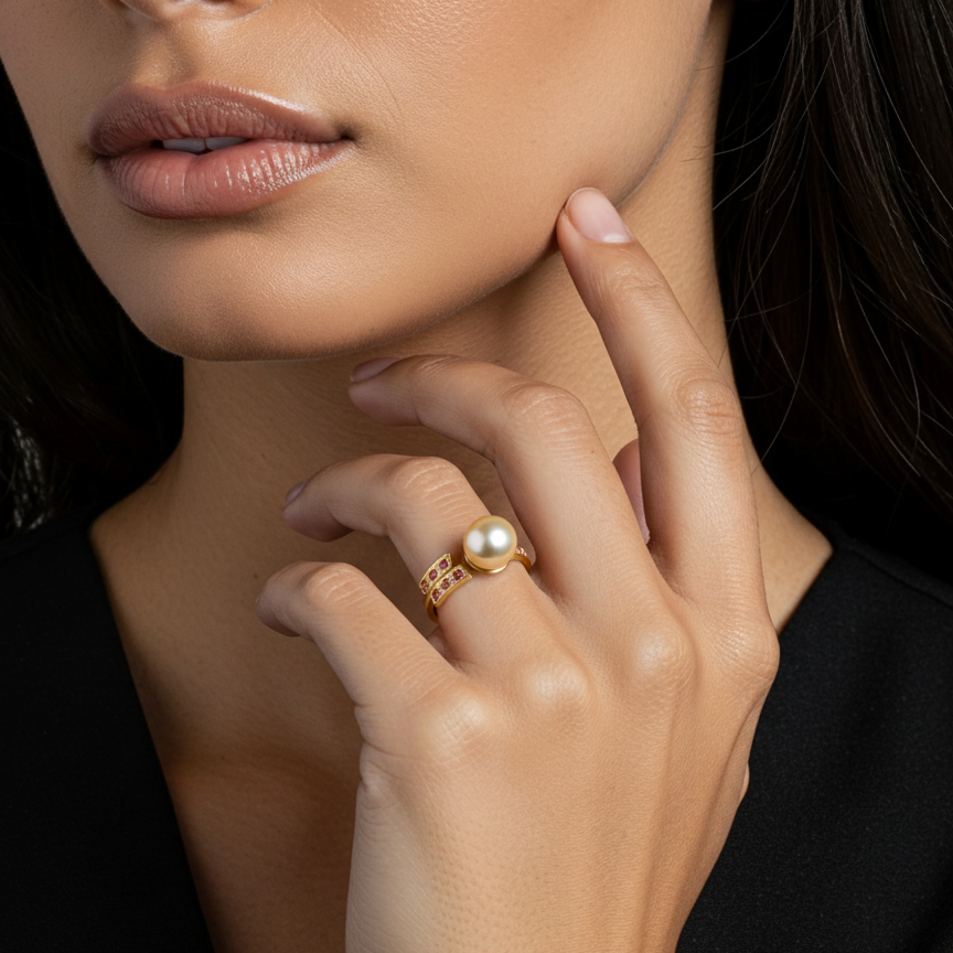 South Sea Pearl Ring in Sterling Silver