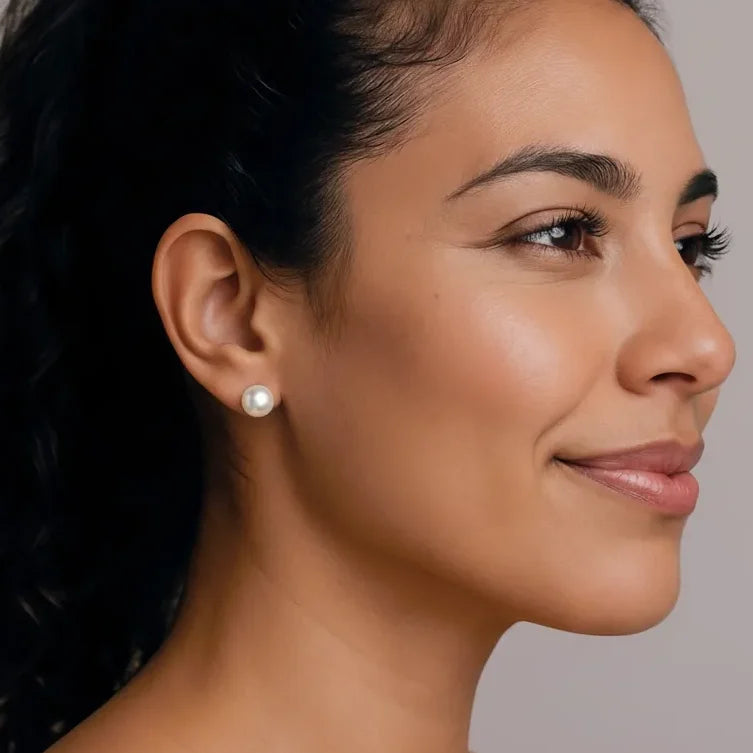 South Sea Pearl Earrings 9-10 mm in 925 Silver