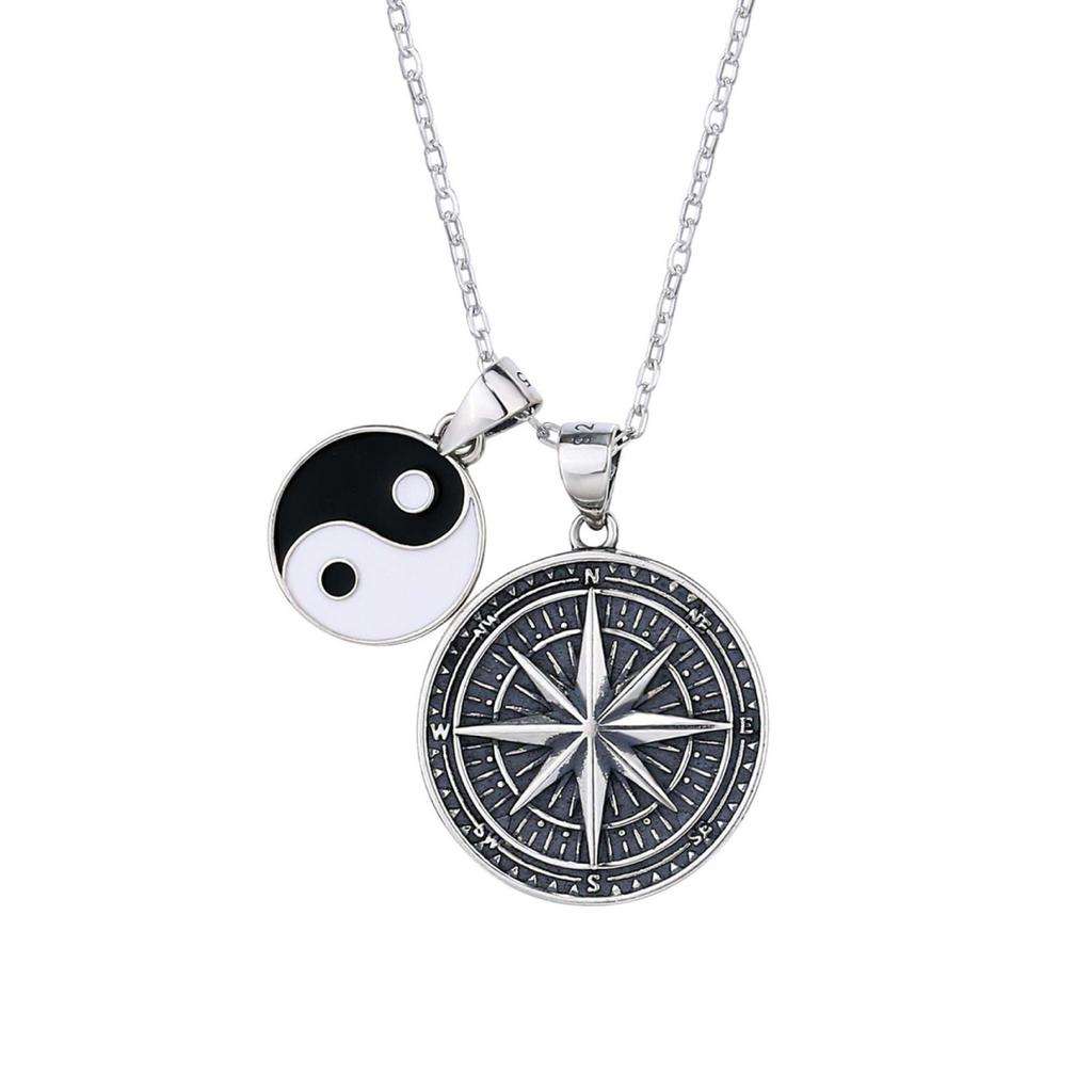 Only way is forward compass in Sterling Silver