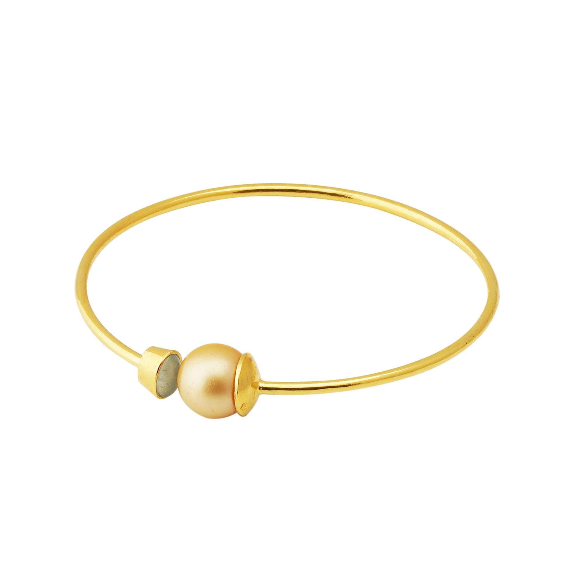 South Sea Pearl with Aquamarine Bracelet in Sterling Silver