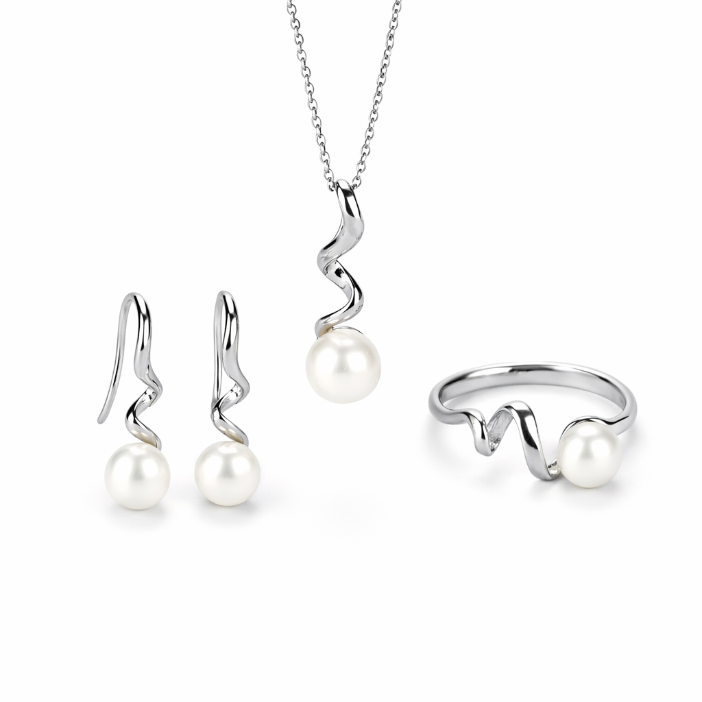 Freshwater White Drop and Button Shaped Pearl Clarkson Jewellery Set 6-7 mm AAAA