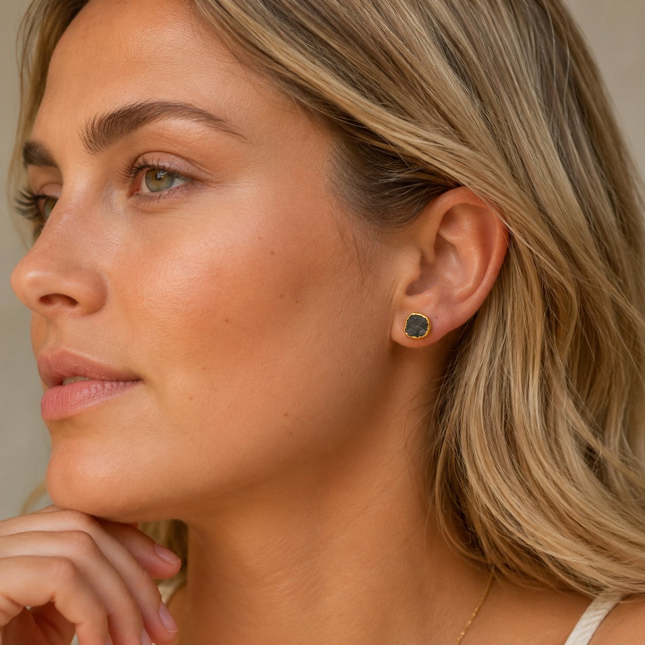 Handmade Sapphire Earrings in its Natural form Gold Plated