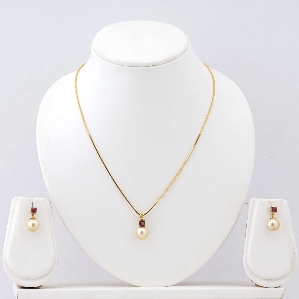 Golden South Sea pearl drop earrings with pink tourmaline