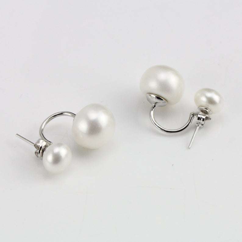 Freshwater Pearl Earrings 11-12 mm;8-9 mm in 925 Silver