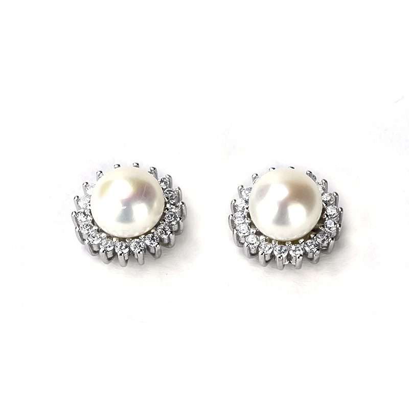 Freshwater Pearl Earrings 8-9 mm in Sterling Silver