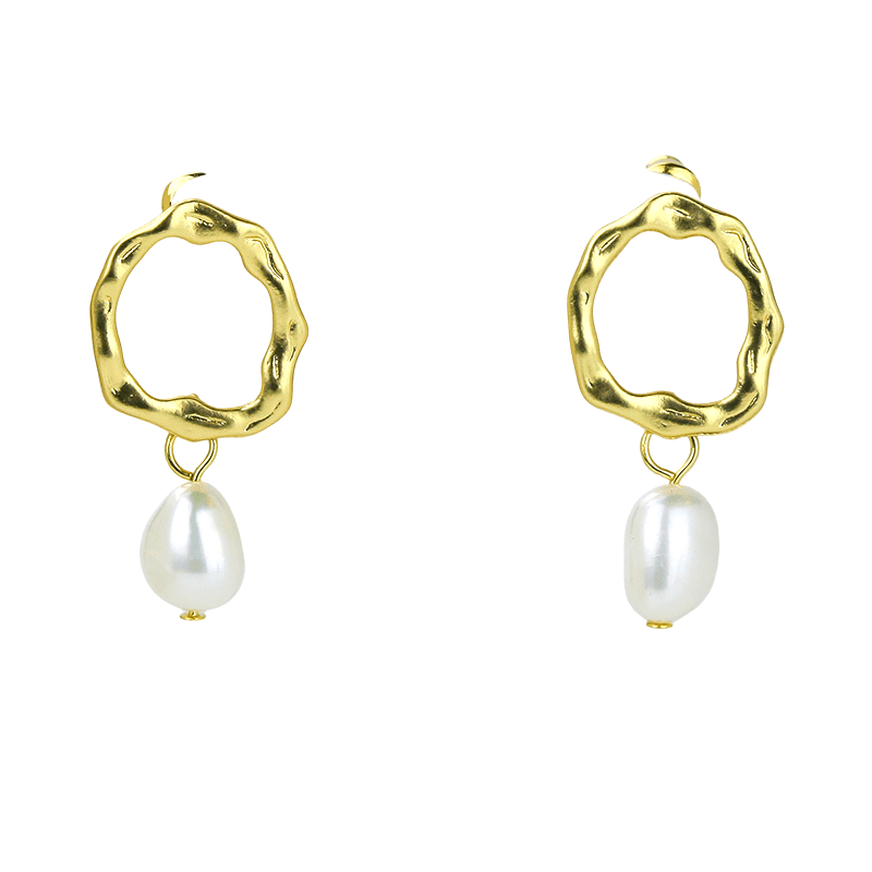 Freshwater Pearl Earrings in Alloy Gold Plated 925 Sterling Silver Pin