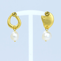 Freshwater Pearl Earrings in Alloy Gold Plated 925 Sterling Silver Pin