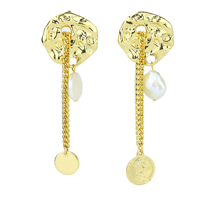 Freshwater Pearl Earrings in Brass 925 Sterling Silver Ear Pin