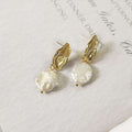 Freshwater Pearl Earrings in Alloy with 14K Coating;Silver 925 Pin