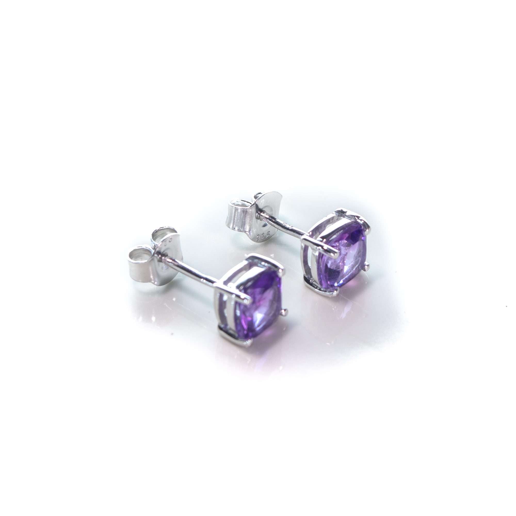 Purple Amethyst Earrings in 925 Silver