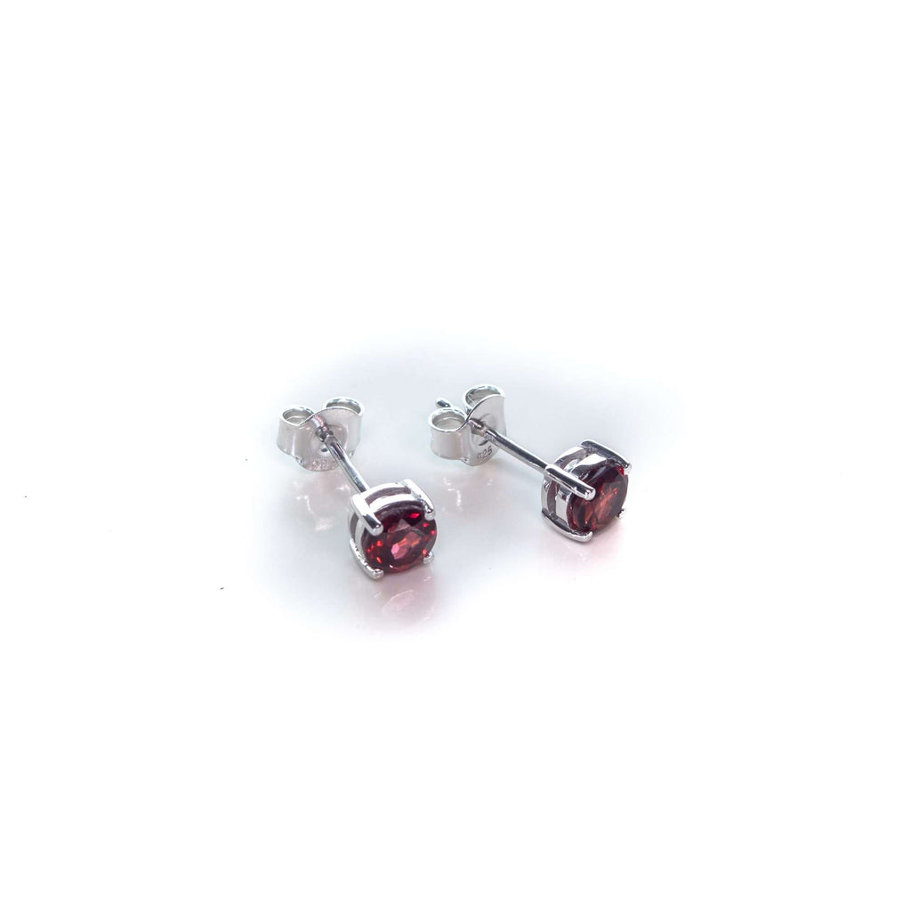 Dark Red Garnet Earrings in 925 Silver