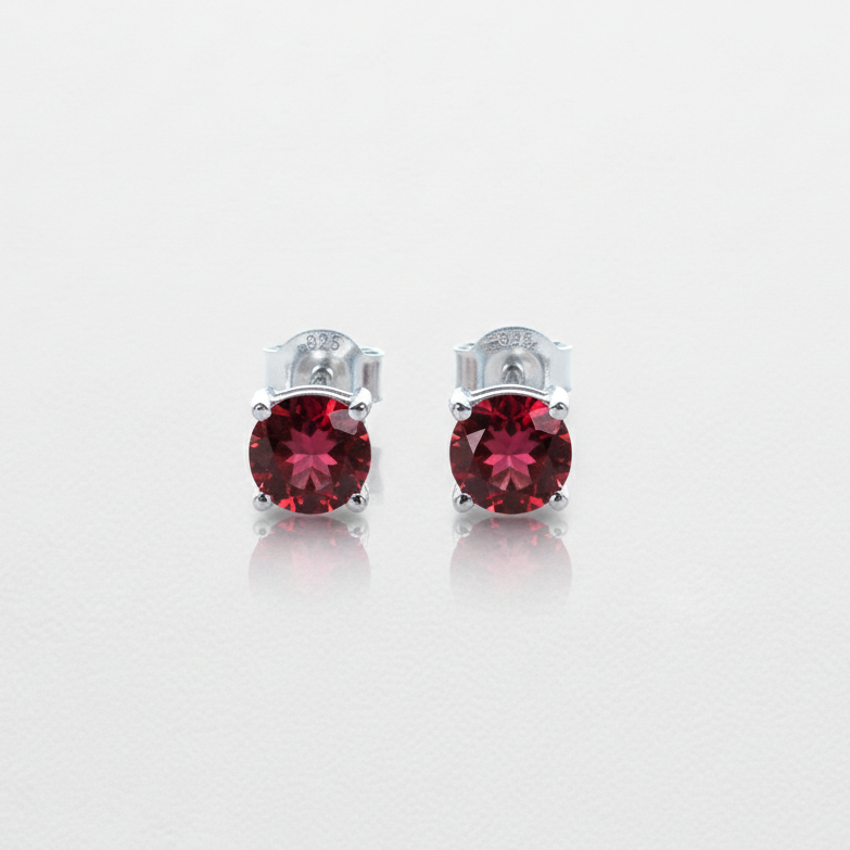 Dark Red Garnet Earrings in 925 Silver