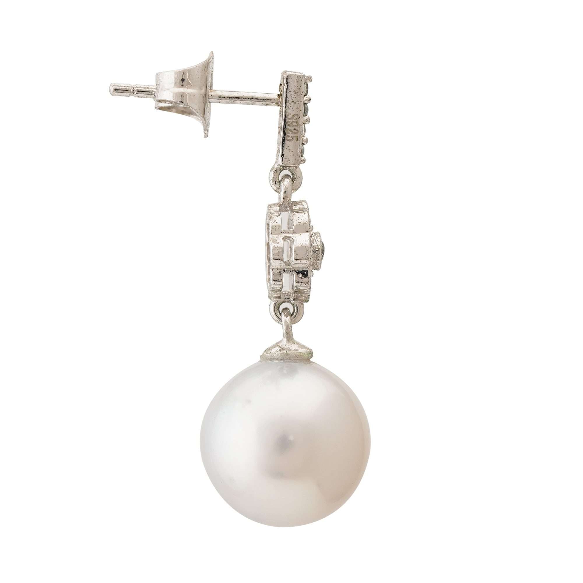 South Sea Pearl Earrings in Sterling Silver