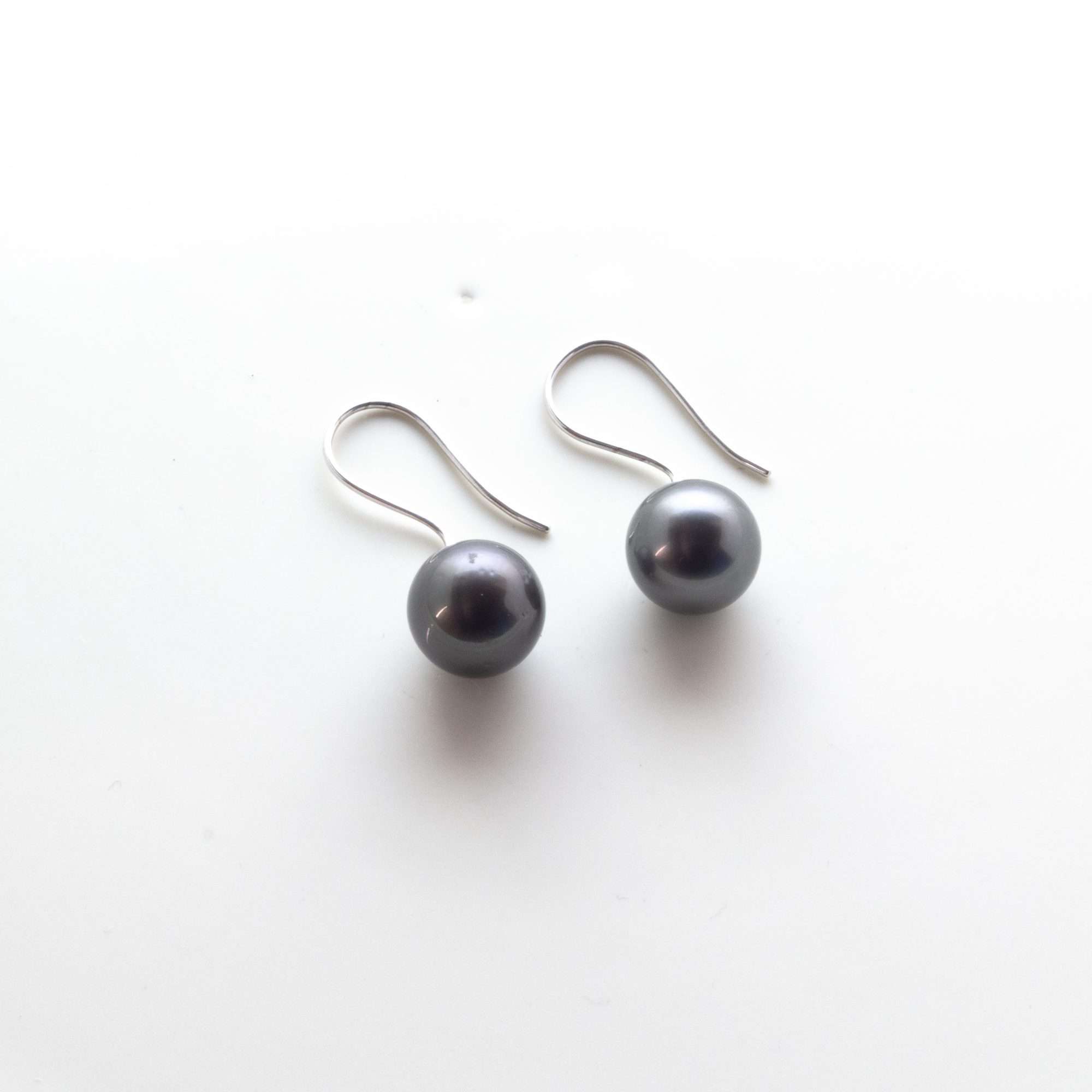 Black South Sea Pearl Earrings 10.5 - 11.5 MM in 10 CT Gold