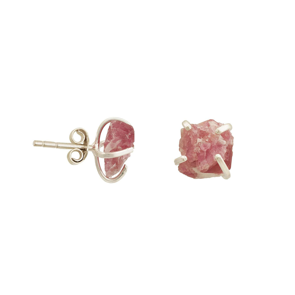 Handmade Rose Quartz Earrings in in 925 Silver