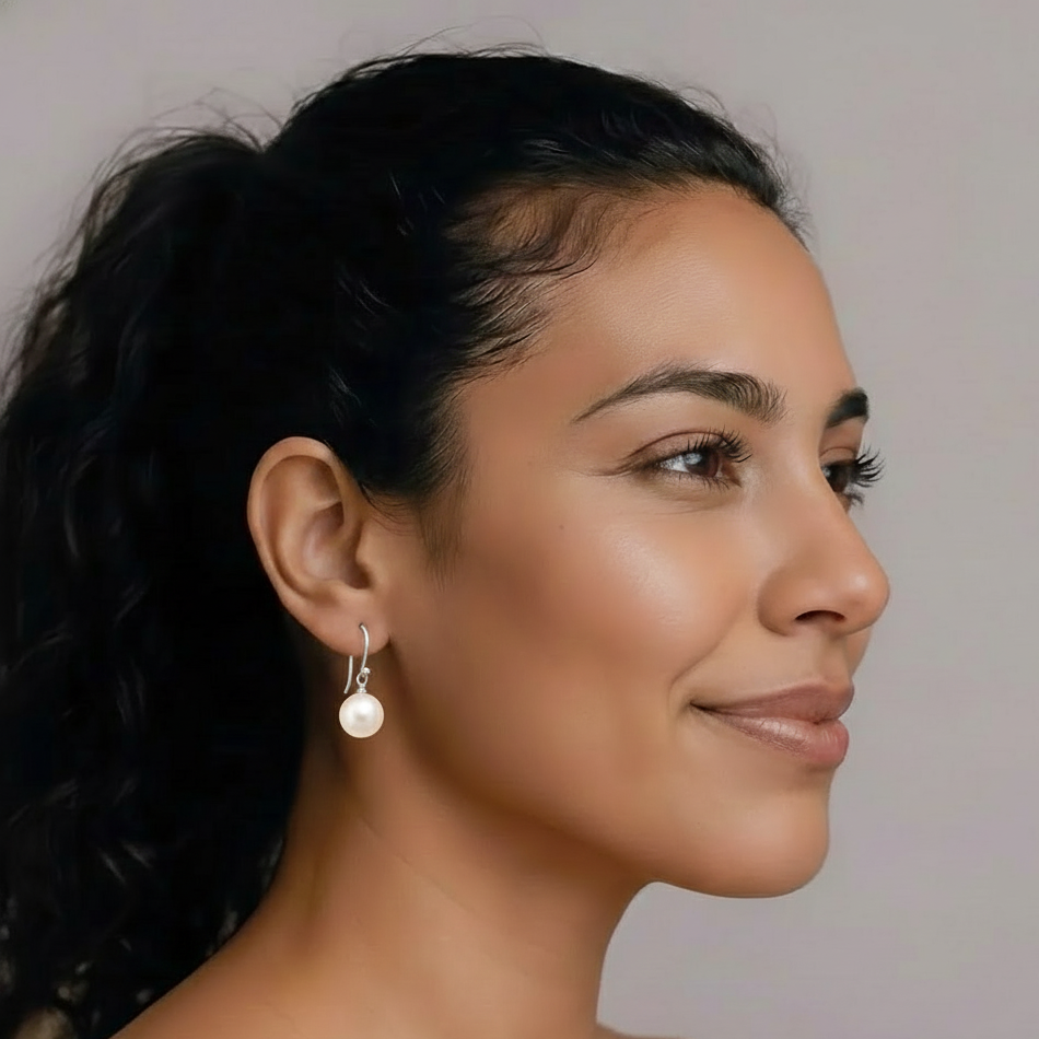 South Sea Pearl Earrings 9-10 mm in 925 Silver