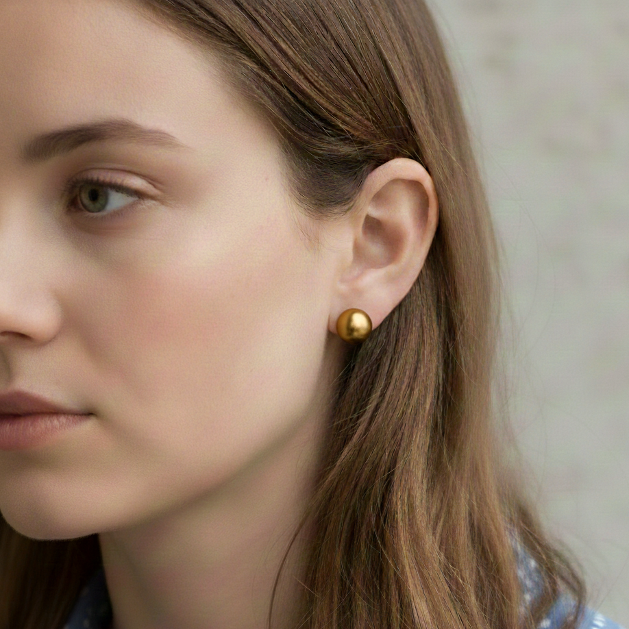 Gold South Sea Pearl Earrings 12-13 mm in 14 CT White Gold