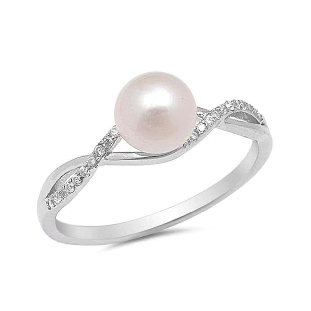 Freshwater Pearl Rings 8 - 9 MM Pearl in Sterling Silver