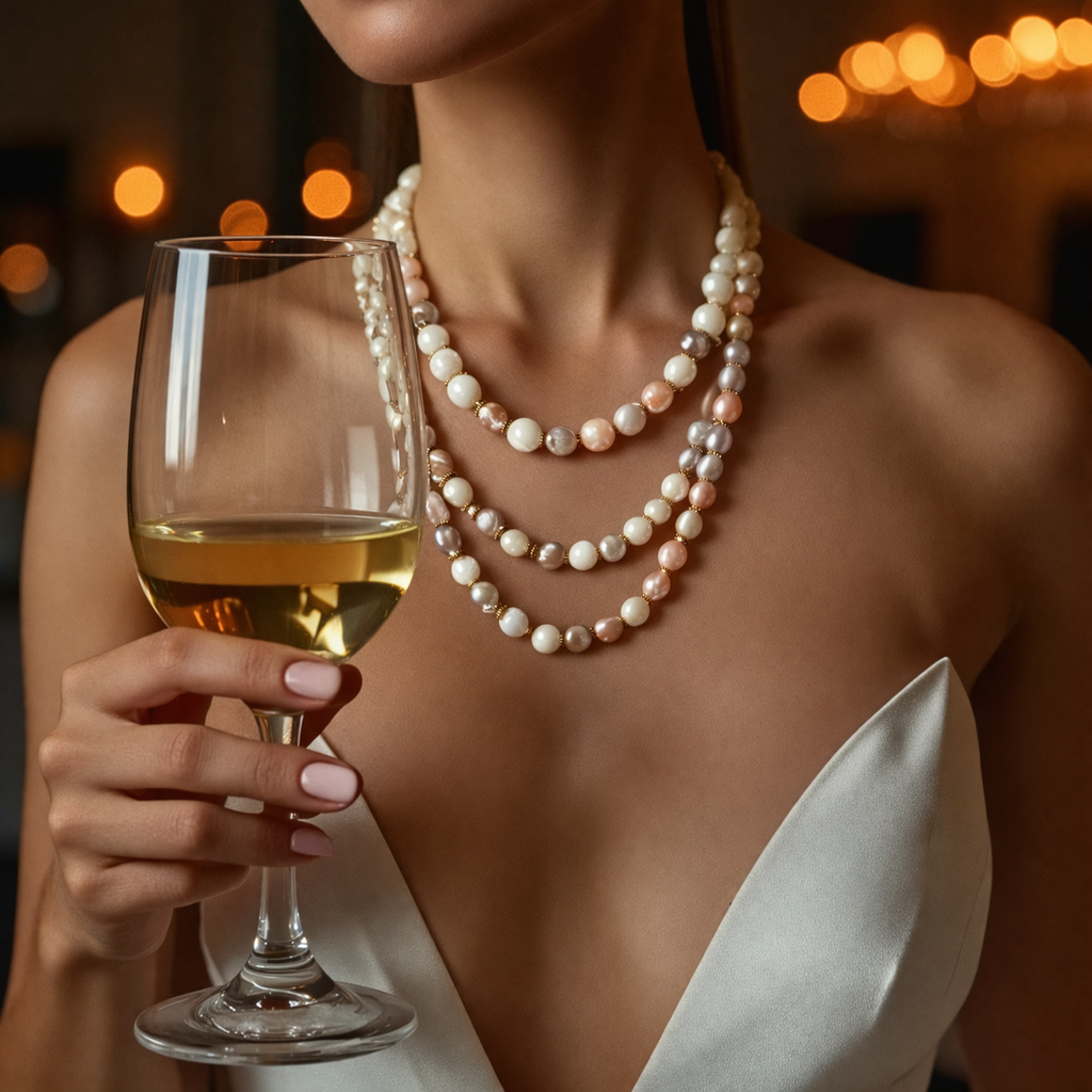 Woman holding a glass of white wine with a blurred background