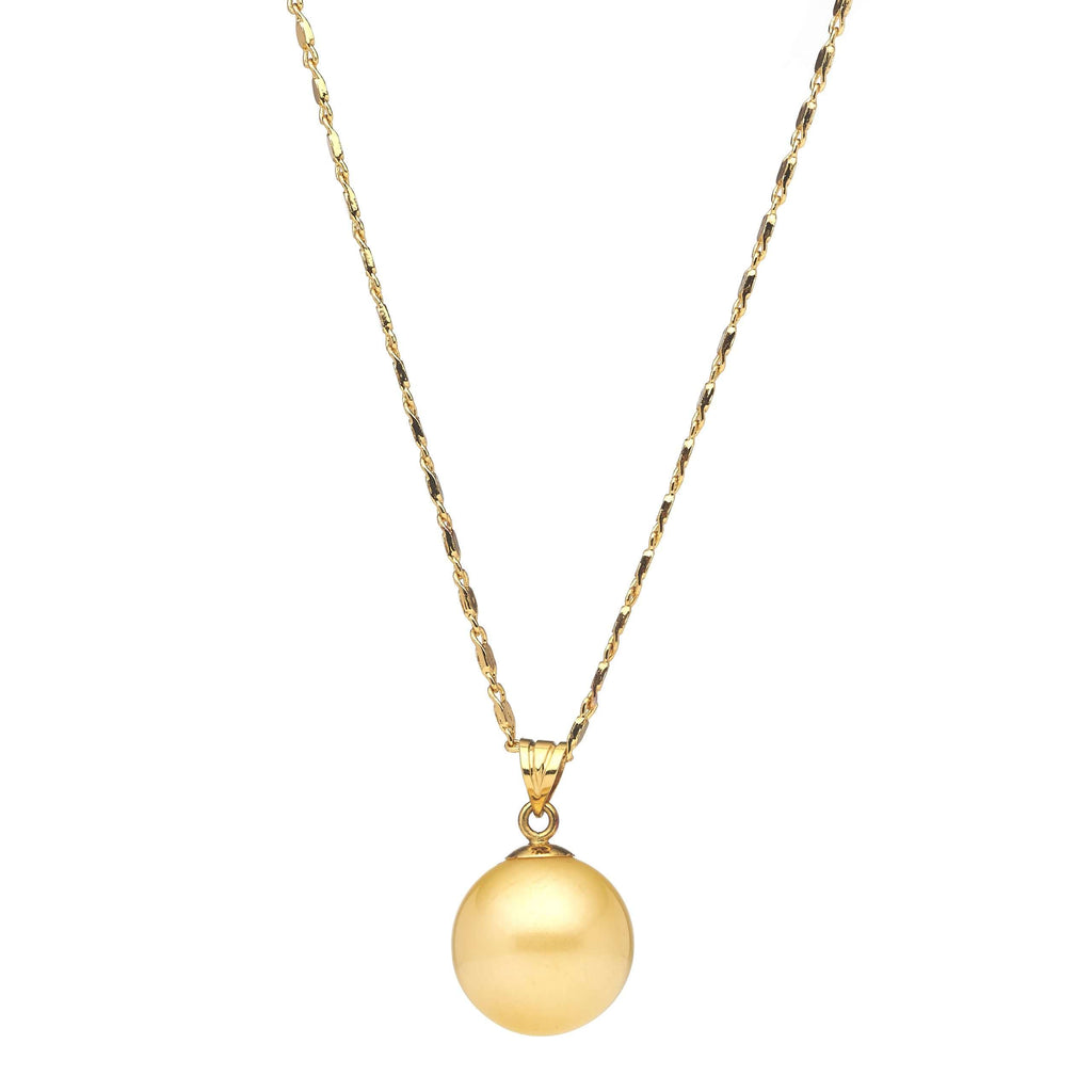 Gold South Sea Pearl Pendants 13-14 mm in 14 CT Yellow Gold