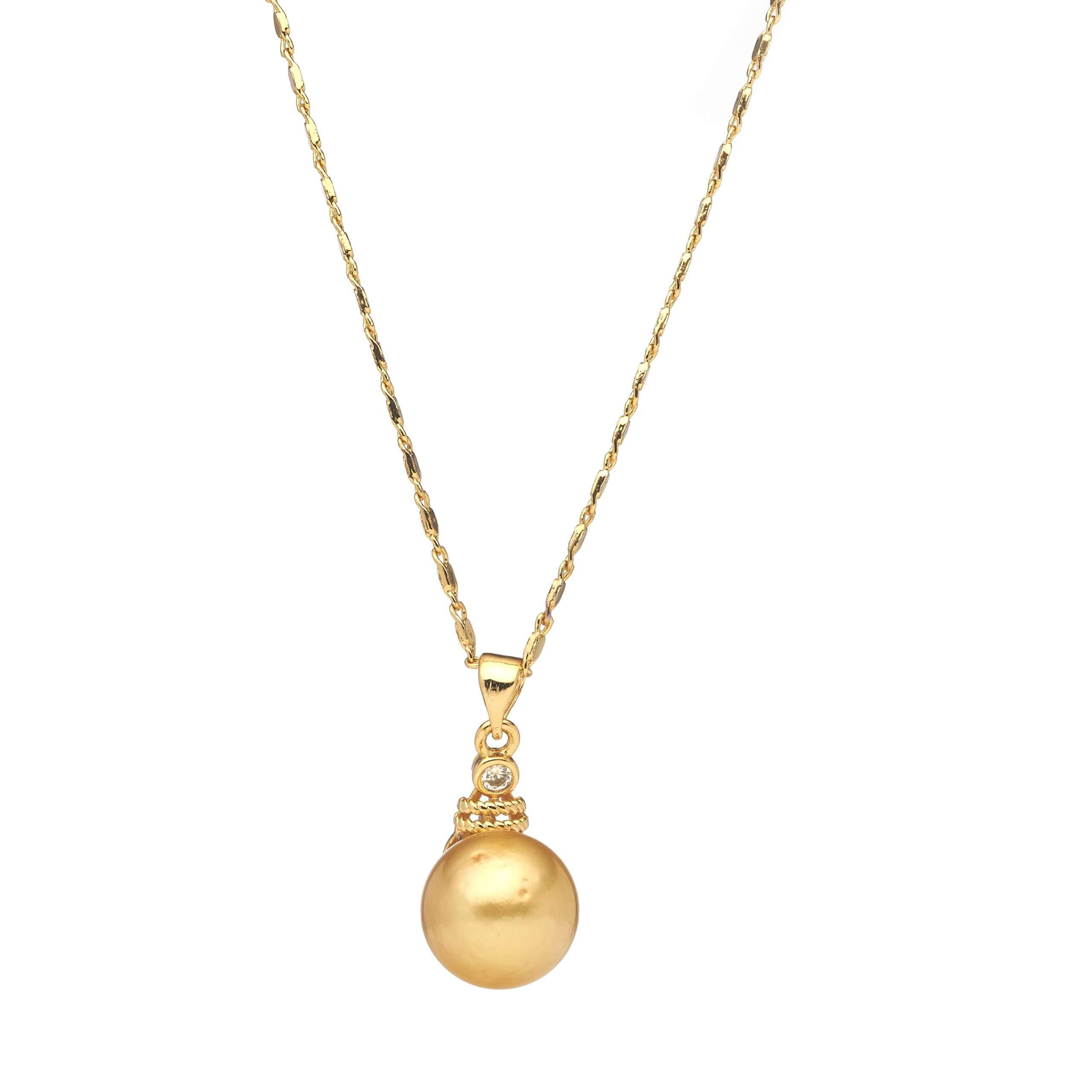 Gold South Sea Pearl Pendants 12-13 mm in Sterling Silver