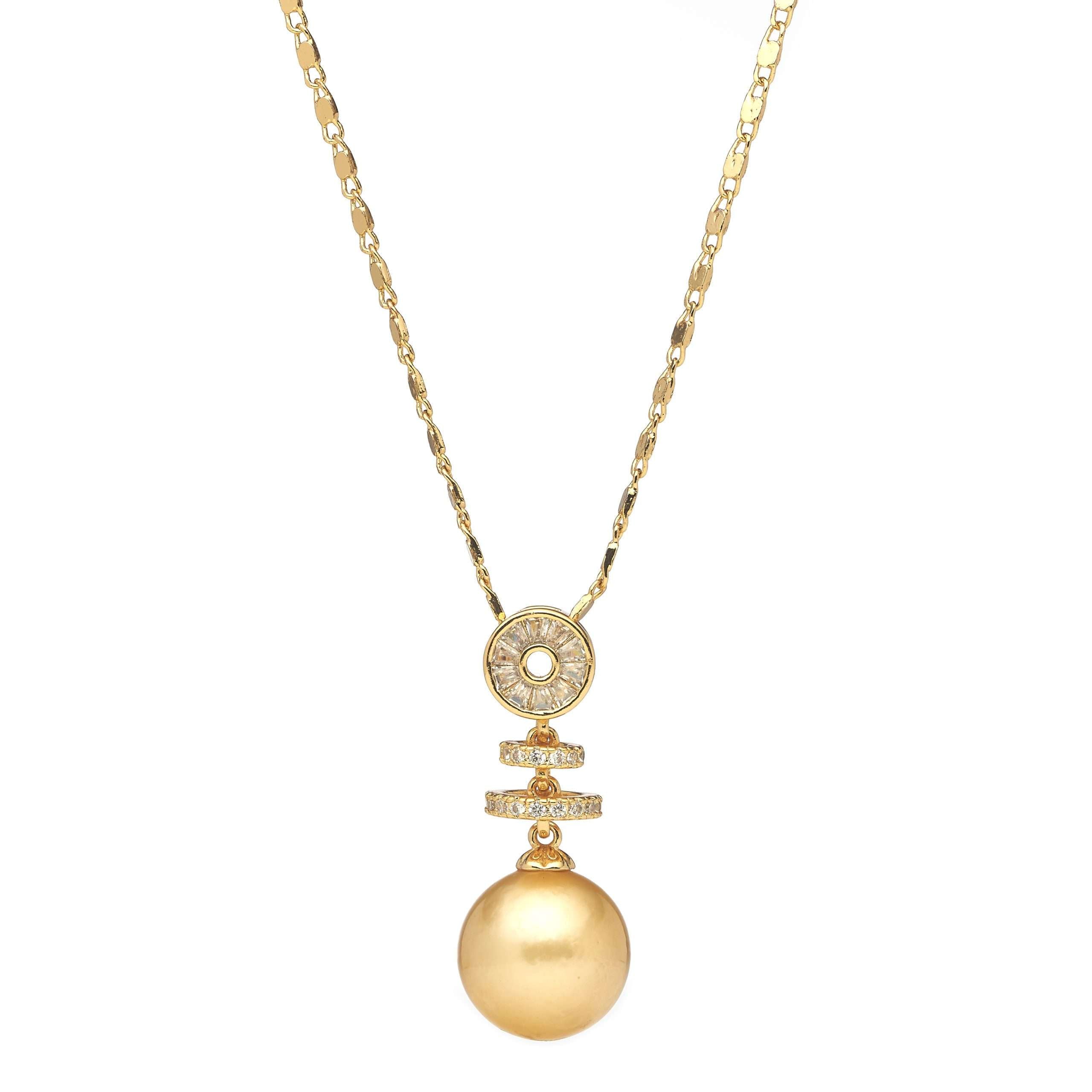 Gold South Sea Pearl Pendants 13-14 mm in Sterling Silver