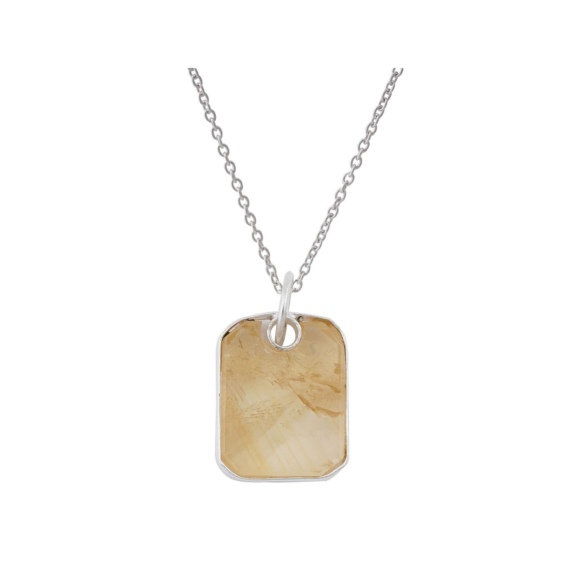 Citrine Unisex Pendants in 925 Silver