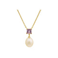 Freshwater Pearl with Amethyst Pendants 9 - 9.5 MM in Silver 925 24 CT Gold Plated