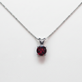 Dark Red Garnet Necklace in Sterling Silver