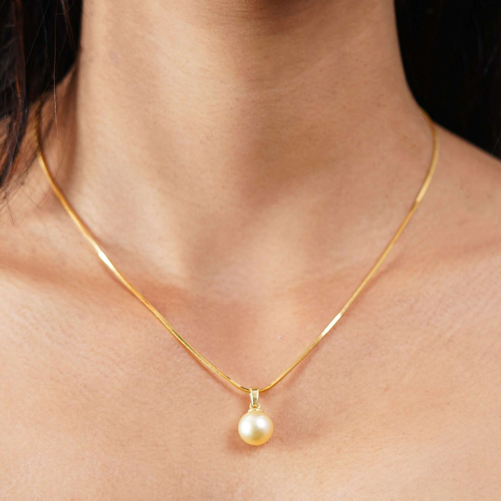 Gold South Sea Pearl Pendants 10 - 10.5 MM in 925 Silver