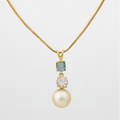 South Sea Pearl with Topaz Pendants 8.5 - 9.5 MM in 925 Silver