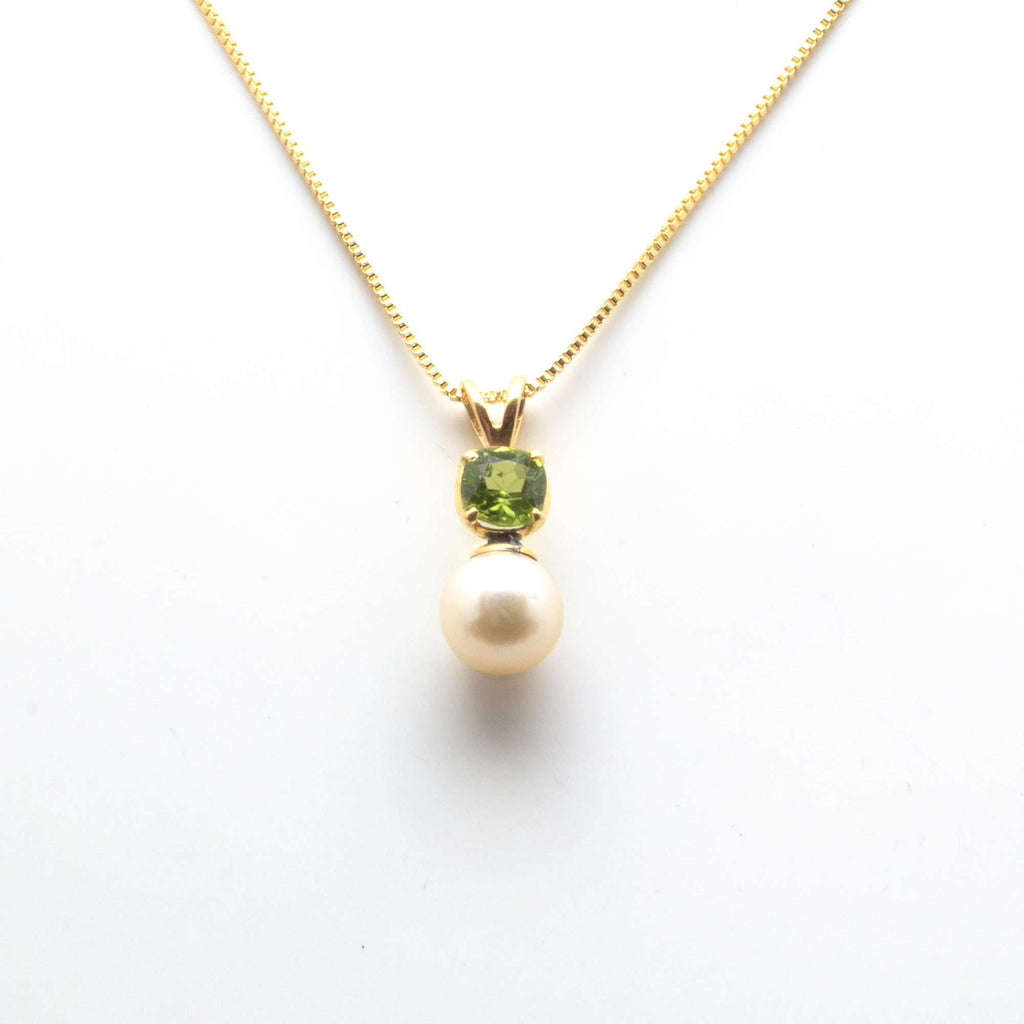 South Sea Pearl with Peridot Pendant in Sterling Silver