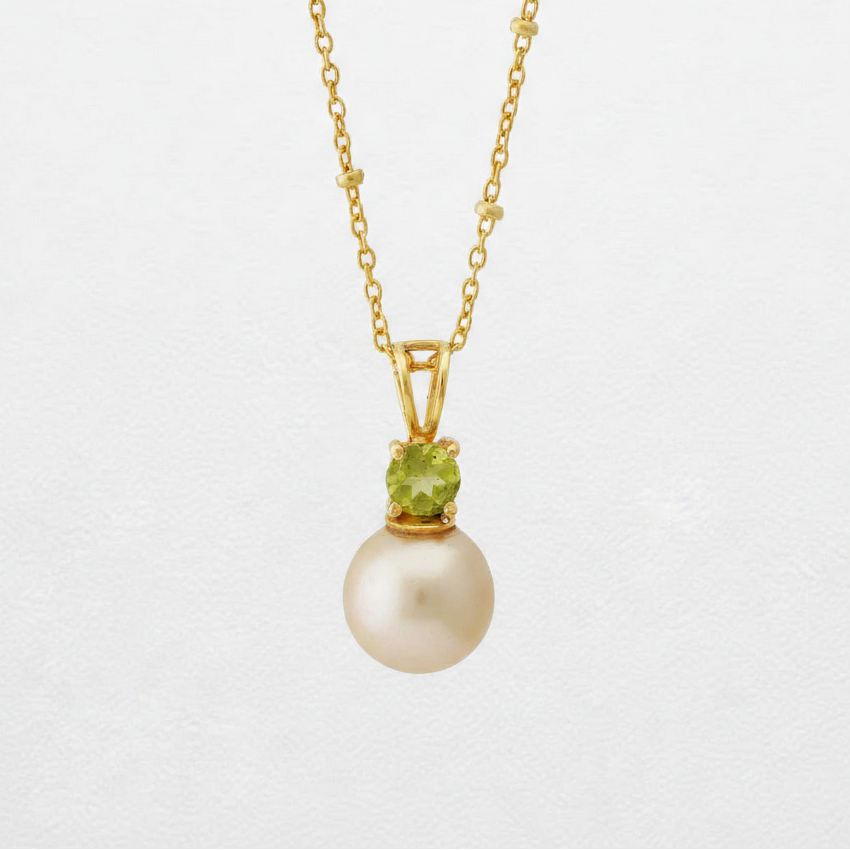South Sea Pearl with Peridot Pendant in Sterling Silver