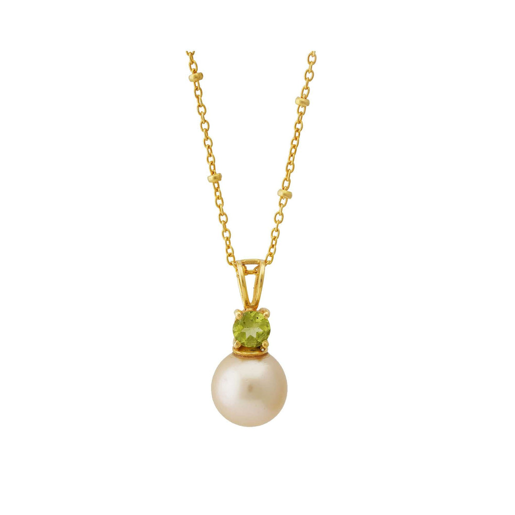 South Sea Pearl with Peridot Pendant in Sterling Silver