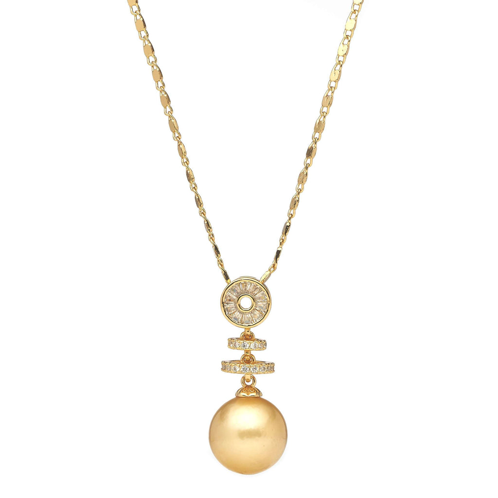 Gold South Sea Pearl Pendants 13-14 mm in Sterling Silver