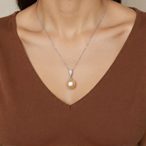 South Sea Pearl Pendants 13-14 mm in Sterling Silver