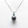 South Sea Pearl with Topaz Pendants 10.5 - 11.5 MM in 925 Silver