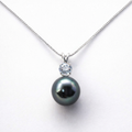 South Sea Pearl with Topaz Pendants 10.5 - 11.5 MM in 925 Silver