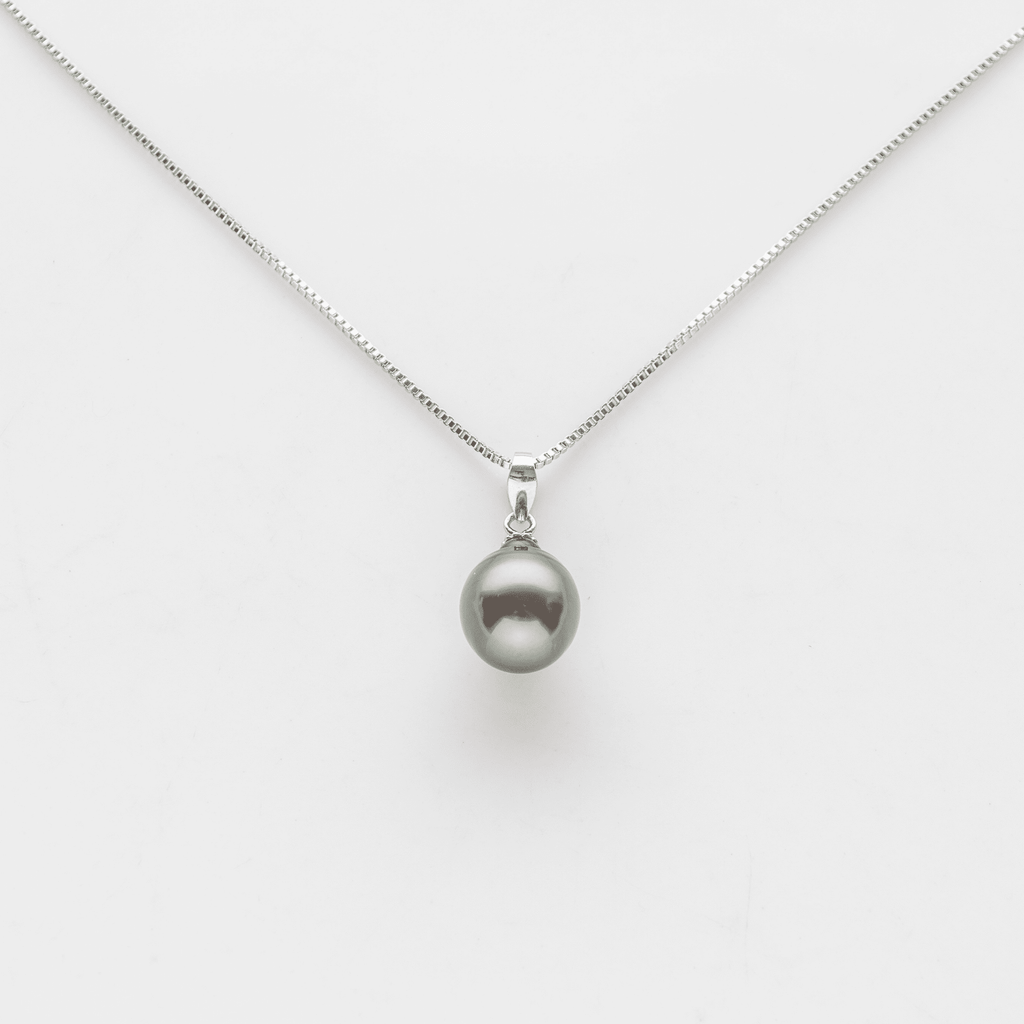 Black South Sea Pearl Pendants 9-10 mm in 925 Silver Rhodium Plated