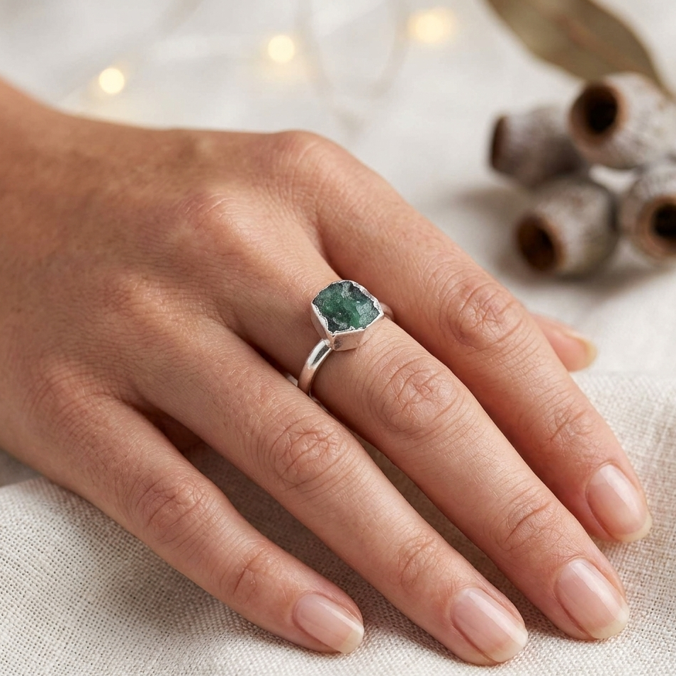Emerald Rings in 925 Silver