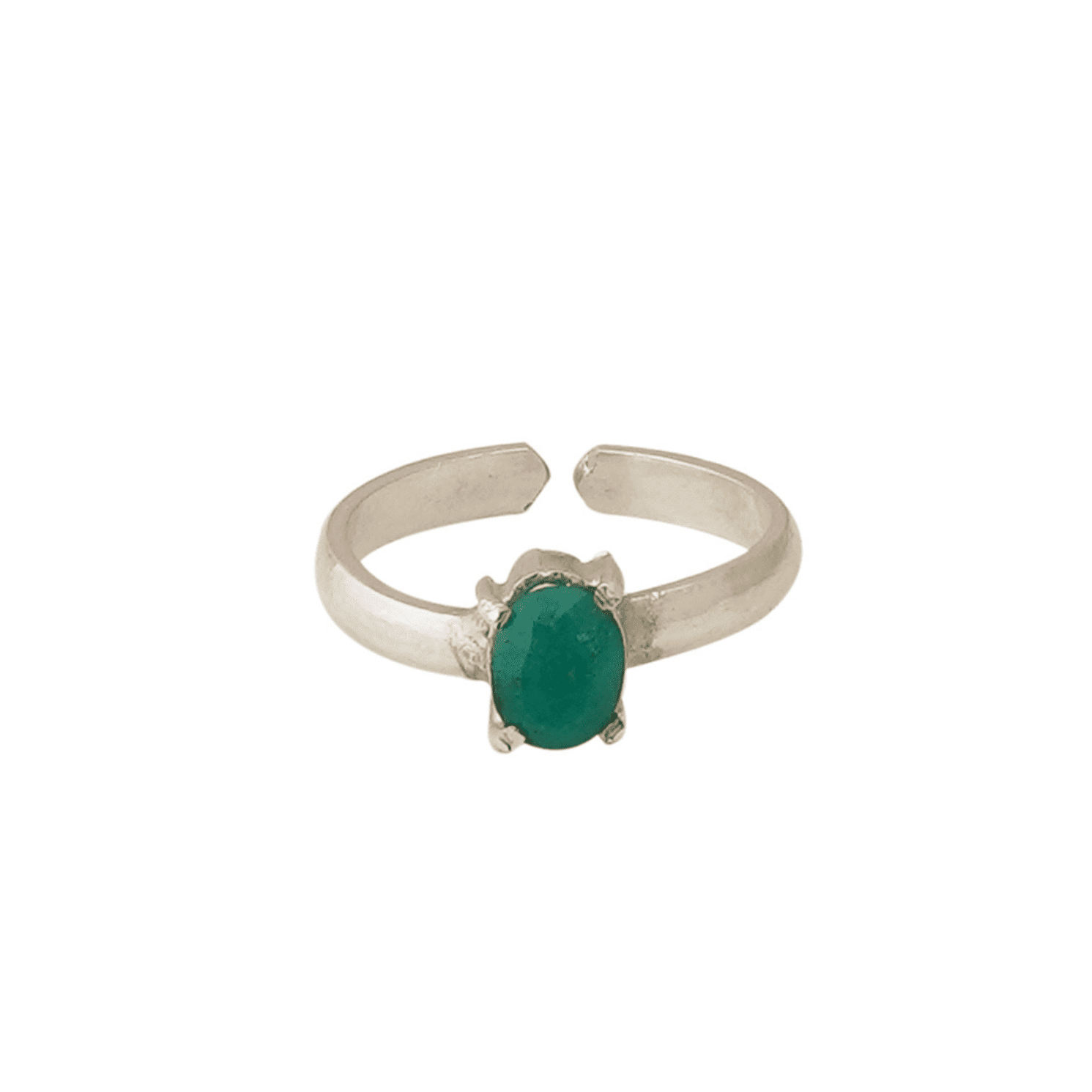 Emerald Rings US 7 Adjustable in Italian Pure Silver