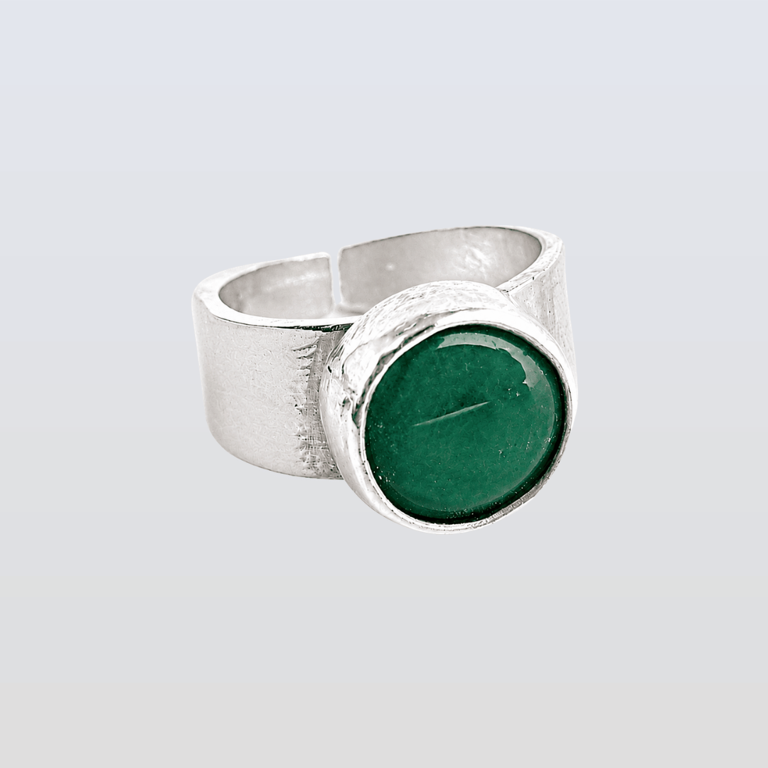 Emerald Rings US 7 Adjustable in Italian Pure Silver