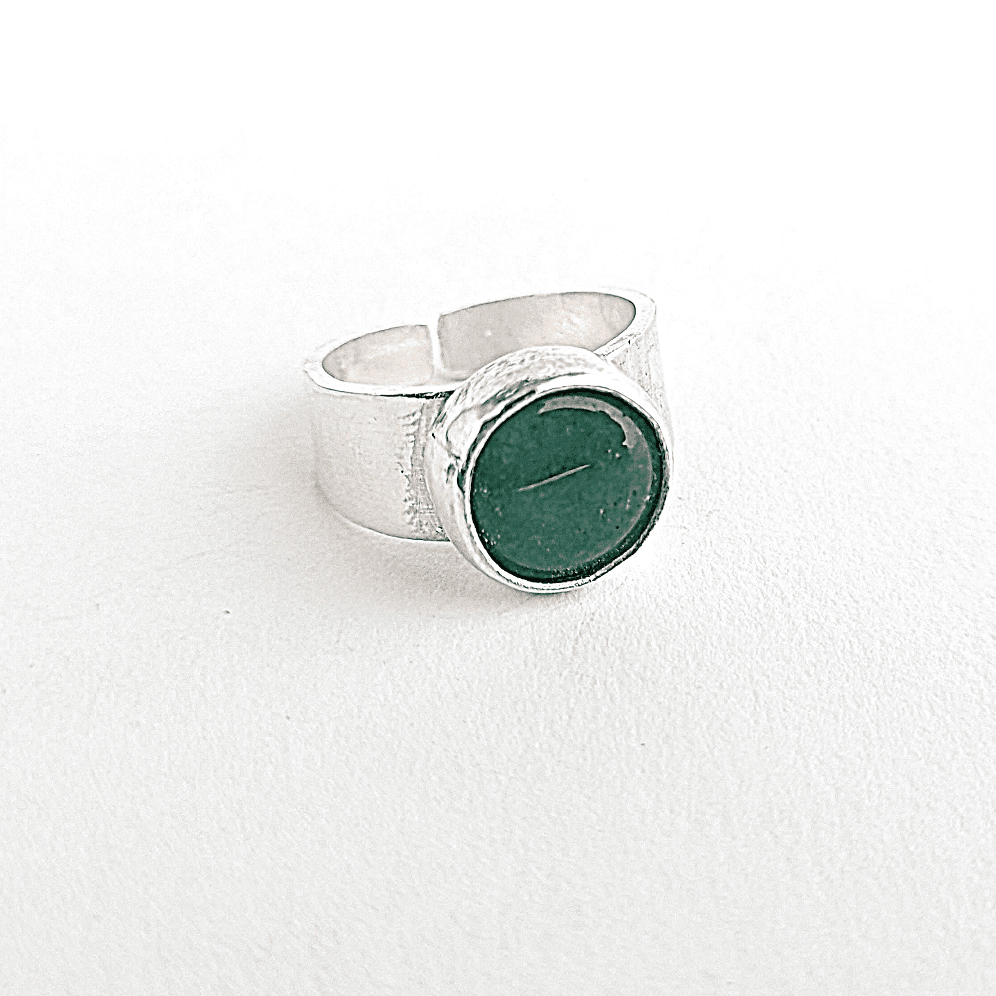 Emerald Rings US 7 Adjustable in Italian Pure Silver