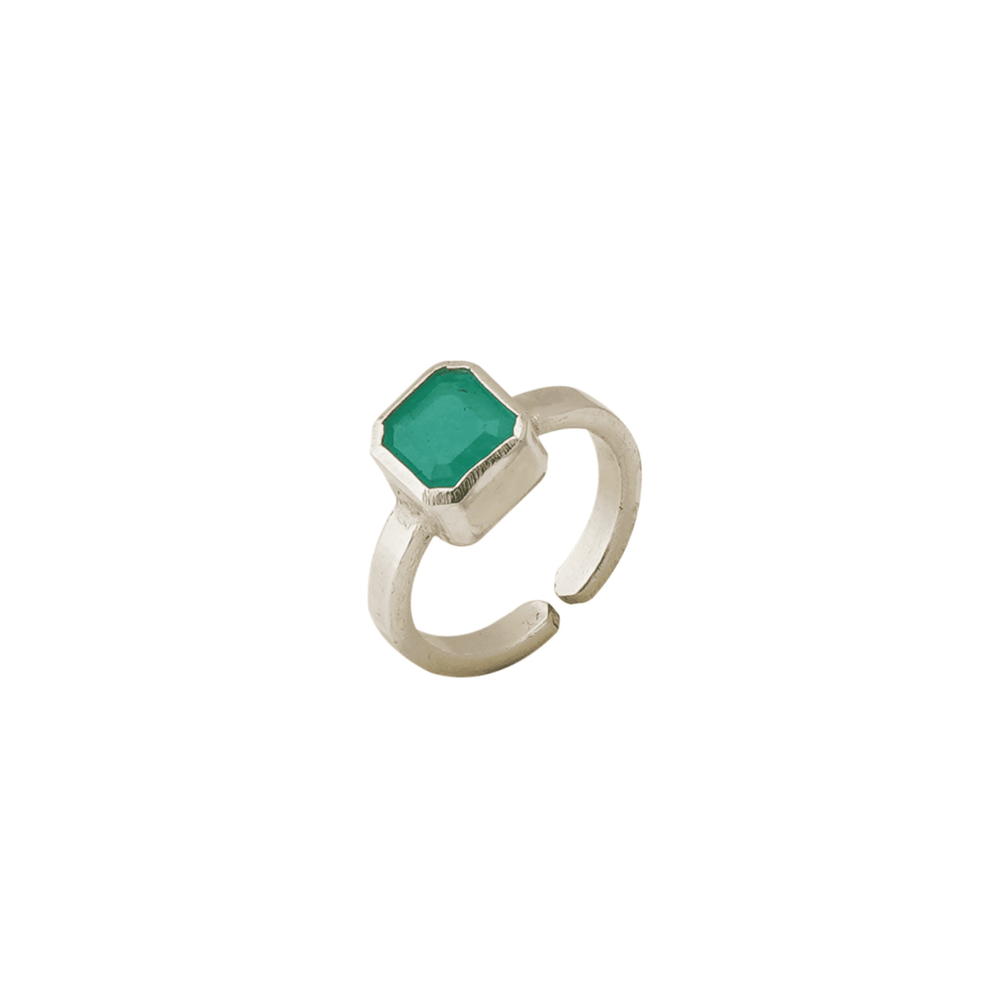 Emerald Rings US 7 Adjustable in Italian Pure Silver