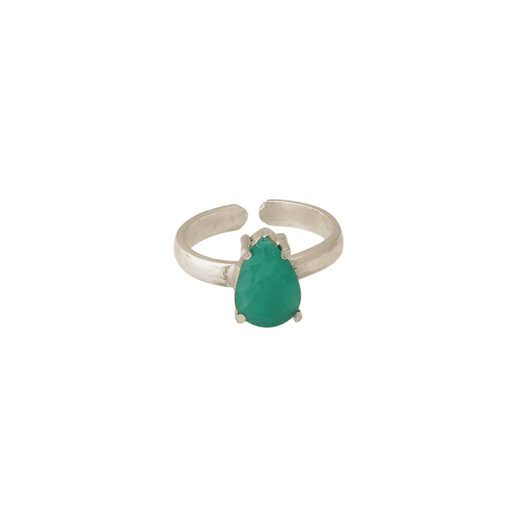 Emerald Rings US 7 Adjustable in Italian Pure Silver