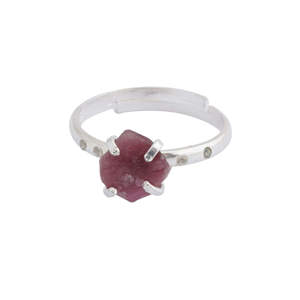 Rose Quartz Adjustable Ring Handmade in 925 Silver