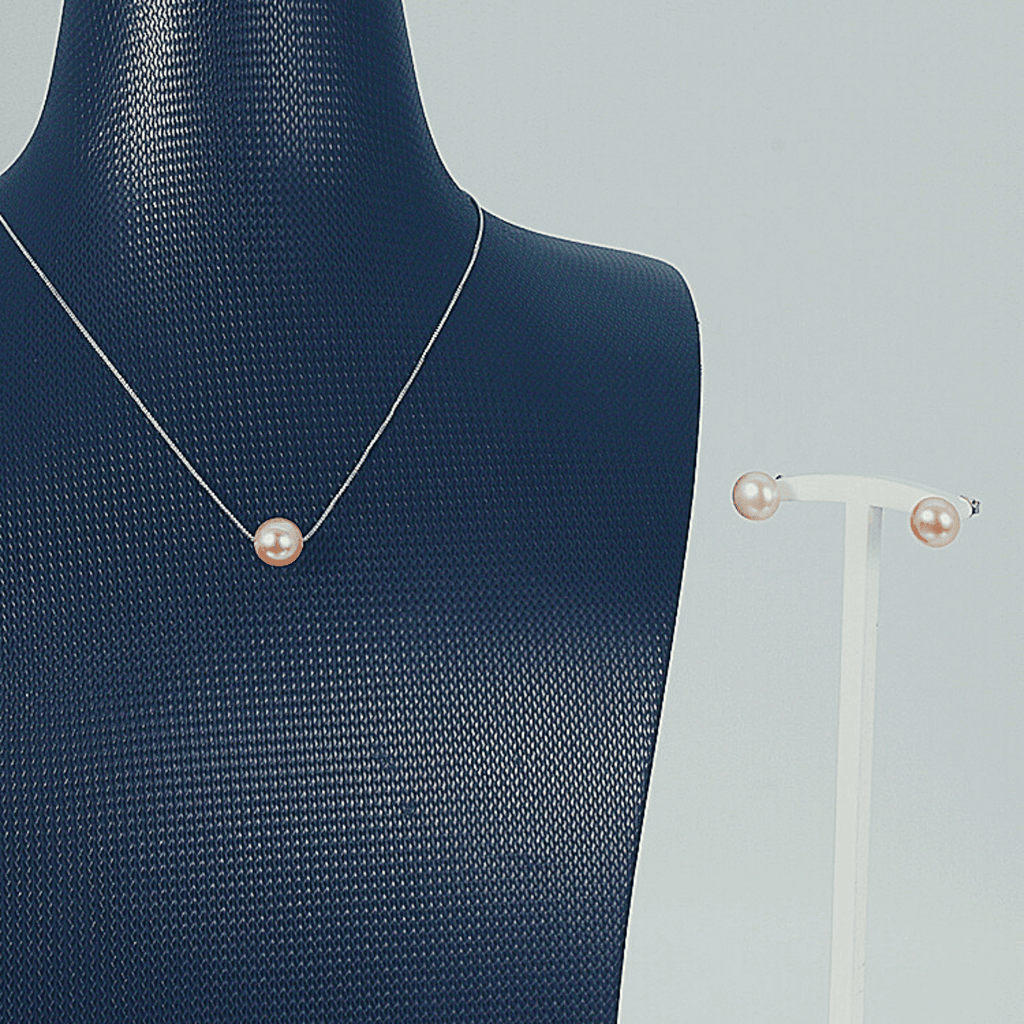 Puple Freshwater Pearl Sets 8-9 mm in 925 Silver