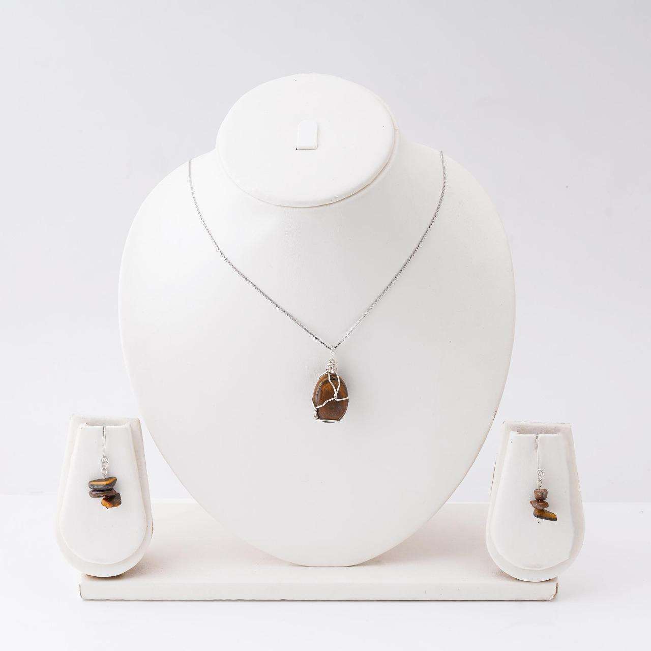 Handmade Set of Tiger Eye in 925 Silver