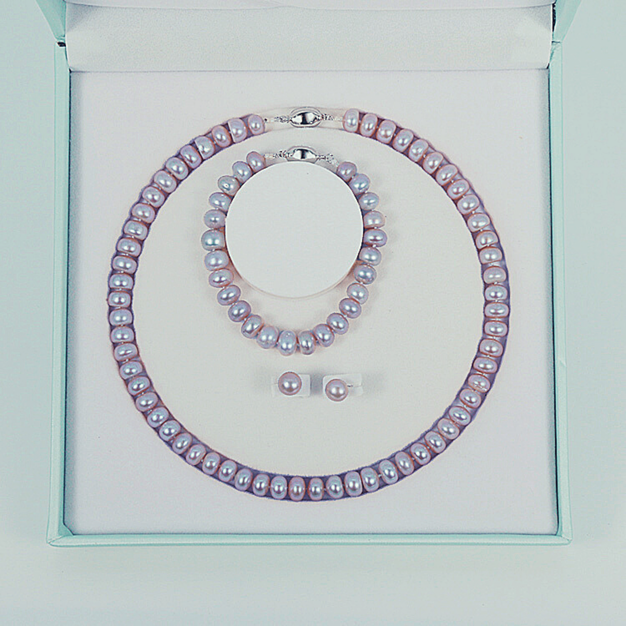 Purple Freshwater Pearl Sets 8-9 mm in 925 Silver